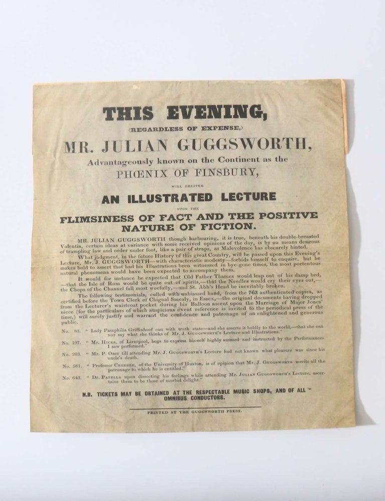 Item #11095 A Broadside Advertising an Illustrated Lecture. Julian Guggsworth Interest.
