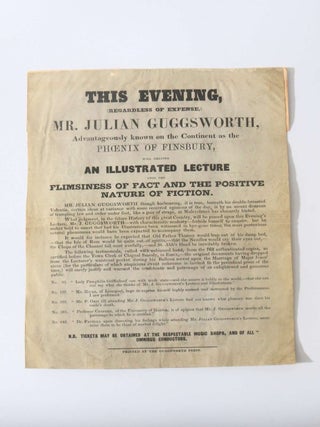 Item #11095 A Broadside Advertising an Illustrated Lecture. Julian Guggsworth Interest