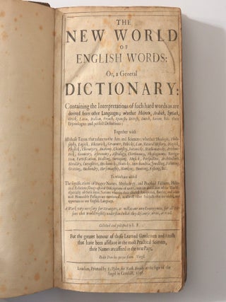 Item #13614 The New World of English Words. E P., Edward Phillips