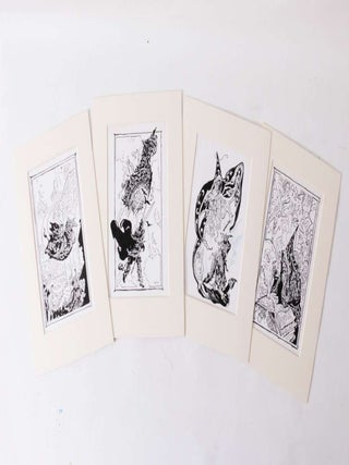 Item #7167 Four Pieces of Original Art for Alan Burt Akers's Golden Scorpio. Josh Kirby