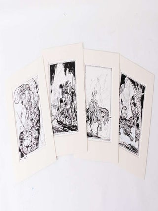 Item #7168 Four Pieces of Original Art for Alan Burt Akers's Secret Scorpio. Josh Kirby